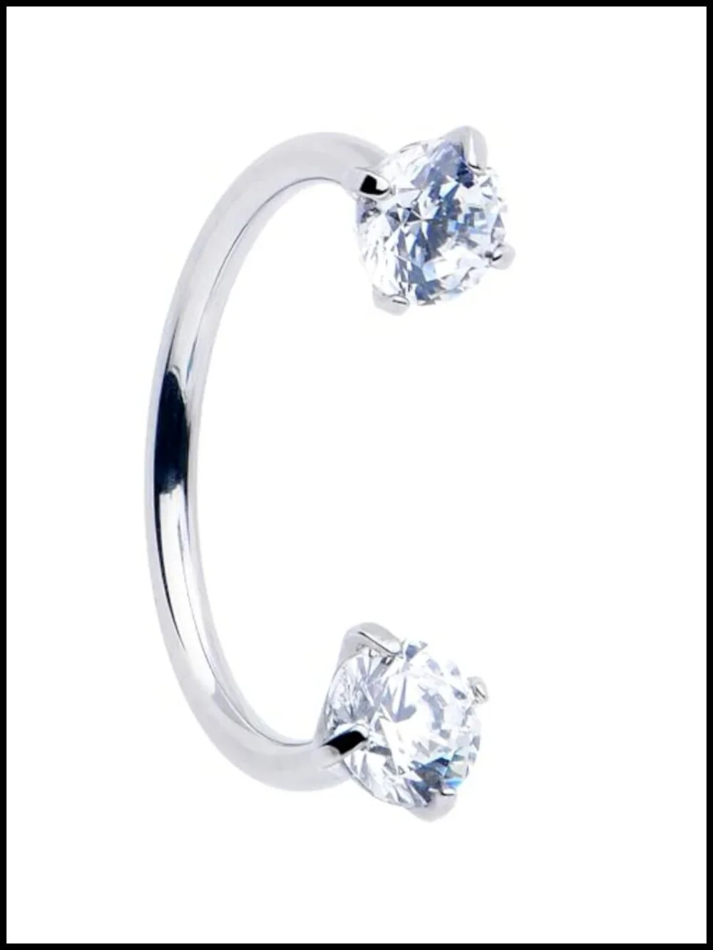 Titanium Horseshoe Nose Ring 20G - Internally Threaded with CZ Ends